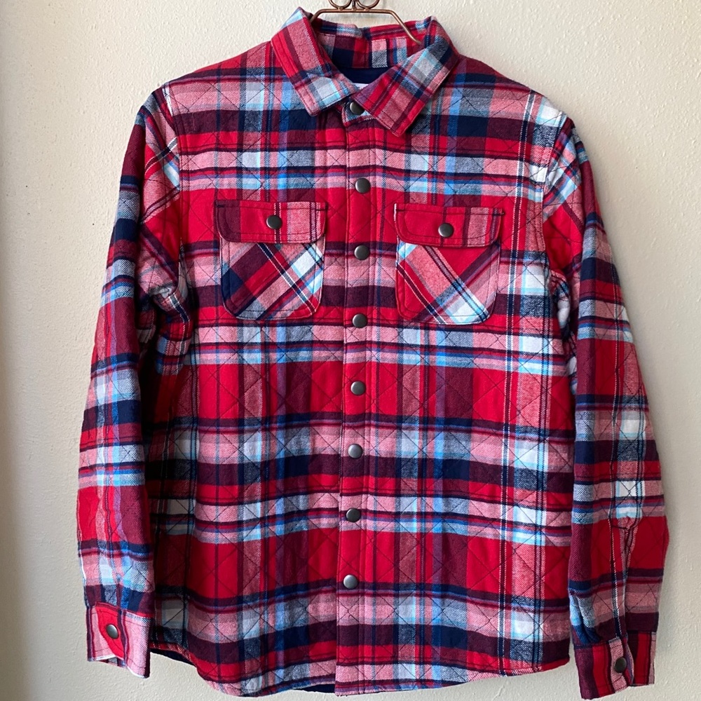 Cat & Jack Boy’s Red Plaid Quilted Flanne…